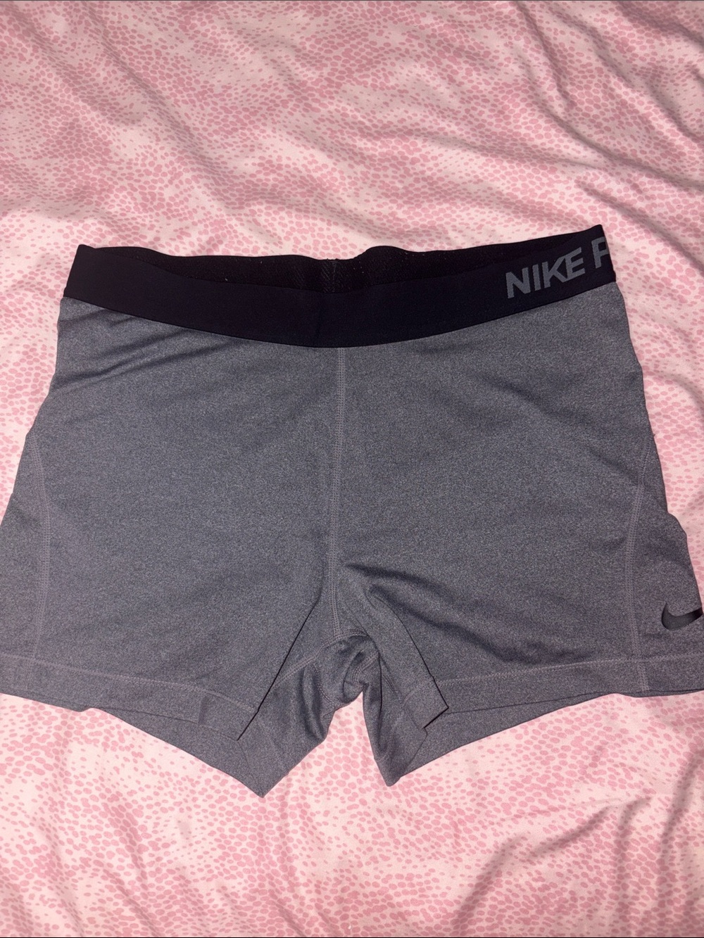 Nike Gray Women's Compression Bike Shorts with Black Waistband